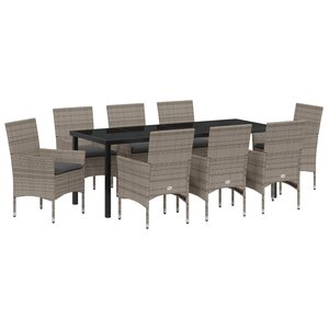 vidaXL Ensemble de salle à manger pour jardin 9 Pièces Gris polyrotin