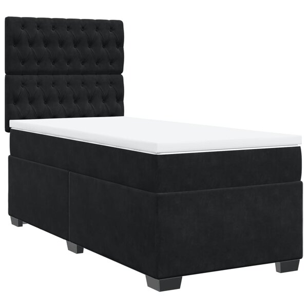 vidaXL Sommier à lattes de lit avec matelas Noir 90x200 cm Velours