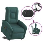 vidaXL Fauteuil inclinable de massage électrique Vert foncé Tissu