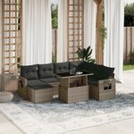 vidaXL Salon de jardin 8 Pièces avec coussins gris résine tressée