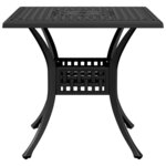 vidaXL Table de jardin noir 80x80x75 cm aluminium coulé