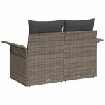 vidaXL Sofa de jardin 2 places avec rangement et coussins gris en poly rattan