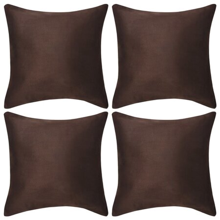 vidaXL Housse de coussin 4 pièces 40x40 cm Polyester Faux Daim Marron