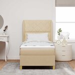 vidaXL Lit à ressorts avec matelas gris foncé 90x190 cm Crème