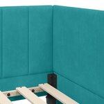 vidaXL Cadre de lit d'angle Turquoise 90 x 190 cm Velours