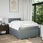 vidaXL Sommier à lattes de lit et matelas gris clair 120x190 cm tissu