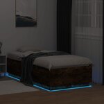vidaXL Cadre de lit avec lumières LED chêne fumé 75x190 cm