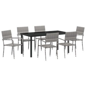 vidaXL Ensemble de salle à manger pour jardin 7 Pièces Gris Poly rotin