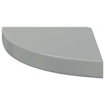 vidaXL Étagères d'angle flottantes 2Pièces gris brillant 25x25x3 8cm MDF