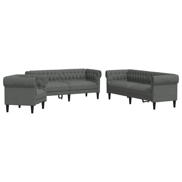 Ensemble de Canapés 3 Pièces Gris foncé tissu