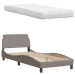vidaXL Lit avec matelas taupe 90x190 cm tissu