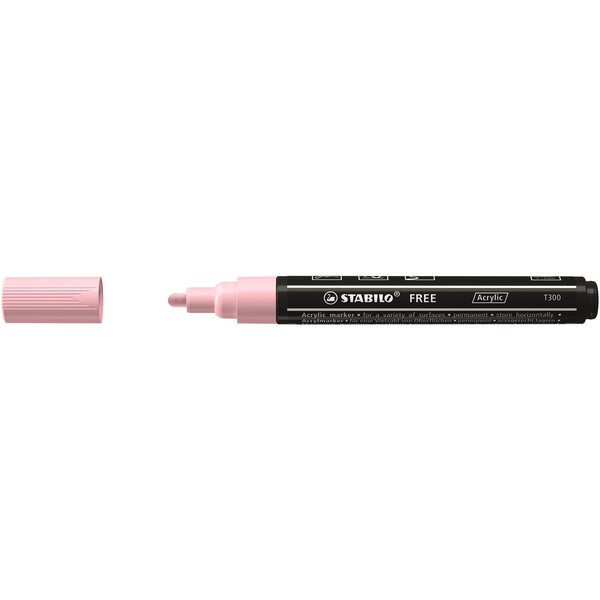 Marqueur pointe moyenne FREE acrylic T300 rose poudré STABILO
