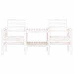 vidaXL Banc de jardin avec table 2 places blanc bois massif de pin
