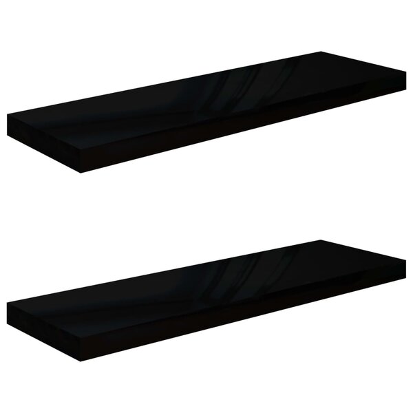 vidaXL Étagère murale flottante 2 Pièces Noir brillant 80x23 5x3 8 cm MDF