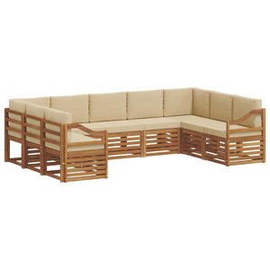 vidaXL Ensemble de canapé d'angle avec coussin 9 Pièces Naturel et Beige