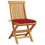 vidaXL Chaises de jardin et coussins rouge lot de 2 Bois teck massif
