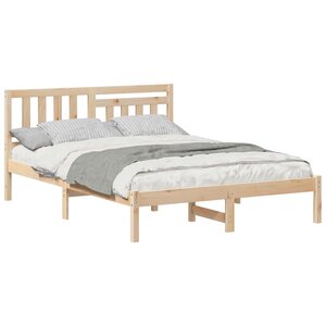 vidaXL Cadre de lit avec tête de lit Marron 120 x 200 cm Pin massif
