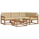 vidaXL Ensemble de canapés d'extérieur 5 Pièces Naturel et Beige