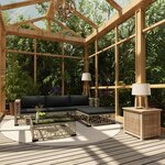 vidaXL Salon de jardin 5 Pièces avec coussins résine tressée gris