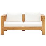 vidaXL Salon de jardin 4 Pièces avec coussins crème bois d'acacia solide