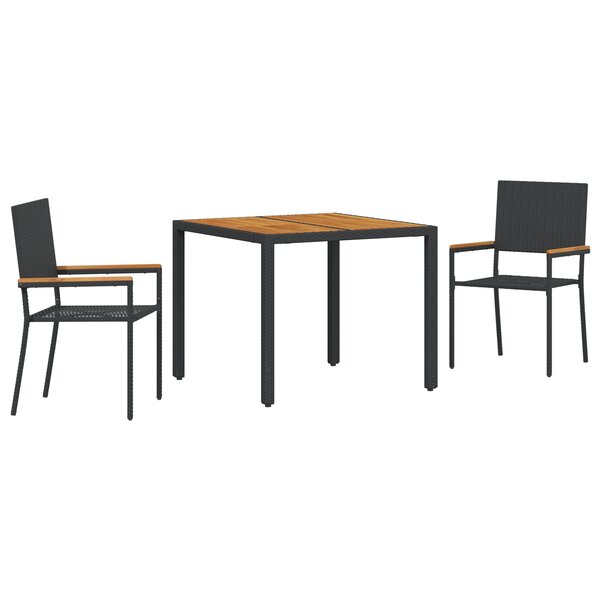 Ensemble de Salle à Manger de Jardin 3 Pièces Poly Rattan Noir vidaXL