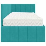 vidaXL Cadre de lit d'angle avec matelas Turquoise 80 x 200 cm Velours