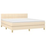 vidaXL Sommier à lattes de lit avec matelas LED Crème 180x200 cm Tissu