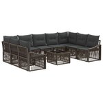 vidaXL Ensemble de canapé de jardin 10 Pièces Gris polyrotin
