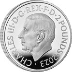 Pièce de monnaie en argent 2 pounds g 31.1 (1 oz) millésime 2023 myths and legends uk merlin