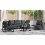 vidaXL Ensemble de canapé de jardin avec coussin 6 Pièces Noir Aluminium