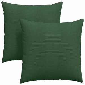 vidaXL Coussins de canapé 2 pc Tissu en velours côtelé Vert foncé