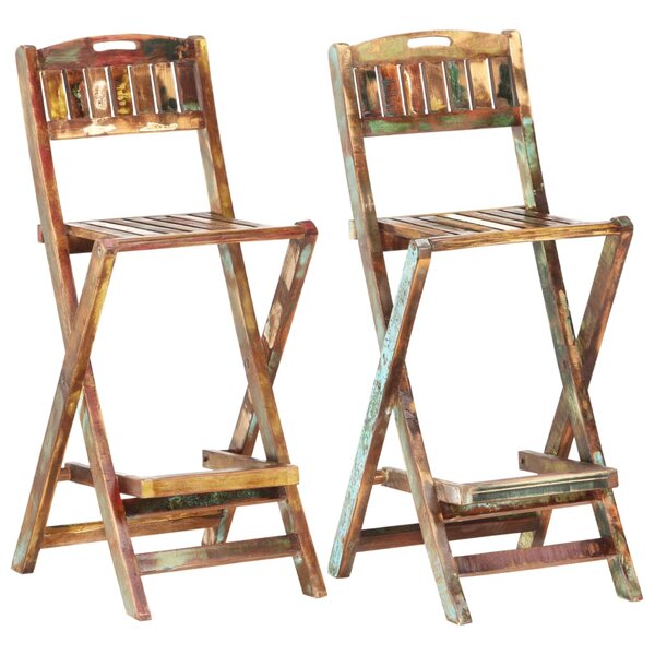 vidaXL Chaises de bar pliables 2 Pièces Bois massif de récupération