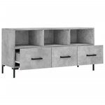 vidaXL Meuble TV gris béton 102x36x50 cm bois d'ingénierie