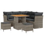 vidaXL Canapé de jardin 8 pièces avec coussins en polyrotin gris et acacia