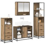 vidaXL Ensemble de mobilier de salle de bain 4 Pièces Chêne artisanal