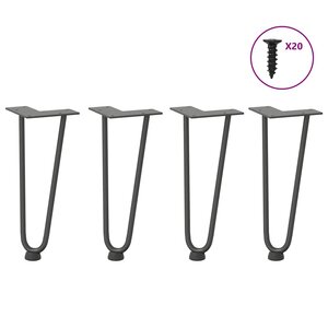 vidaXL Pieds en épingle à cheveux pour table basse 4 pièces Anthracite 30 cm Acier massif