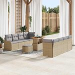 vidaXL Ensemble de canapé de jardin 11 Pièces Beige polyrotin