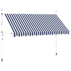 vidaXL Auvent rétractable manuel 400 cm Rayures bleues et blanches