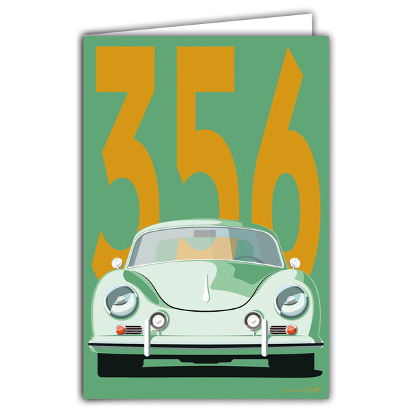 69-1108 Carte 356 Voiture de Sport Luxe Automobile Lignes emblématiques Illustration Graphique Moderne Design épuré coloré Objet de Collection pour Passionné -Avec Enveloppe 12x17cm -Fab française