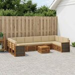 vidaXL Ensemble de canapés d'extérieur avec coussin 8 Pièces Naturel