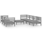 vidaXL Salon de jardin 8 Pièces Gris Bois de pin massif