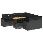 vidaXL Salon de jardin 9 Pièces avec coussins noir résine tressée