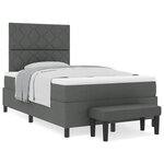 vidaXL Lit à ressorts avec matelas et banc gris foncé 120x200 cm en tissu