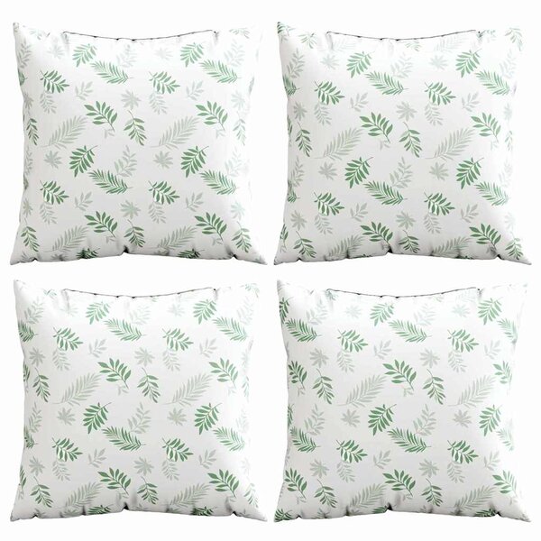 vidaXL Coussins Éparpillés 4 pc Tissu en Polyester Motif feuilles