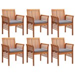 vidaXL Ensemble à manger d'extérieur 7 Pièces et coussins Acacia solide