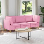 vidaXL Canapé modulaire avec rangement 3 Pièces Rose Tissu