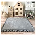 Tapis de jeu pliable en velours carré gris 125x125