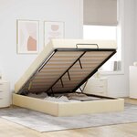 vidaXL Cadre de lit avec stockage Crème 140 x 200 cm tissu