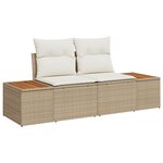 Canapé de jardin 2 places vidaXL avec rangement et coussins en poly rotin beige