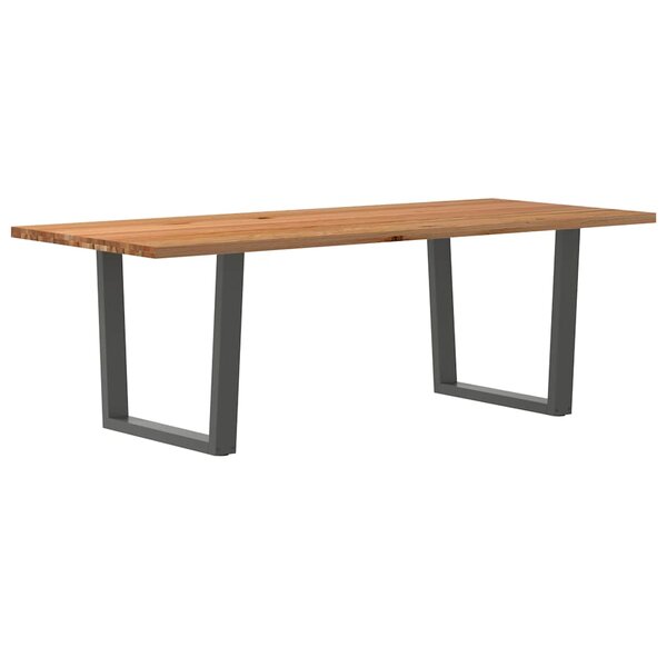 vidaXL Table à manger avec bord naturel 240x100x74cm bois massif chêne